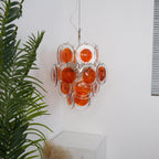 Aurora Chandelier Orange Murano Glass Disc Layered