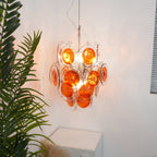 Aurora Chandelier Orange Murano Glass Disc Layered