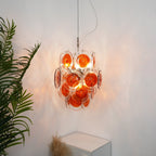 Aurora Chandelier Orange Murano Glass Disc Layered
