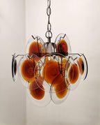 Aurora Chandelier Murano Glass  Mid Century Nickel & Orange