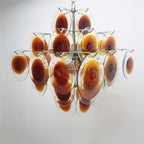 Aurora Chandelier Murano Glass  Mid Century Nickel & Orange