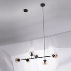 Valentina Industrial Long Linear Metal Hanging Bubble Multi Clear Glass Bulb Bedroom Pendant Light Brass/Black