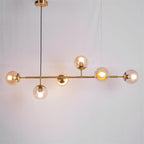Valentina Industrial Long Linear Metal Hanging Bubble Multi Clear Glass Bulb Bedroom Pendant Light Brass/Black