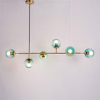 Valentina Industrial Long Linear Metal Hanging Bubble Multi Clear Glass Bulb Bedroom Pendant Light Brass/Black