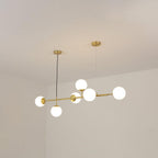 Valentina Industrial Long Linear Metal Hanging Bubble Multi Clear Glass Bulb Bedroom Pendant Light Brass/Black