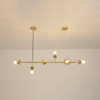 Valentina Industrial Long Linear Metal Hanging Bubble Multi Clear Glass Bulb Bedroom Pendant Light Brass/Black