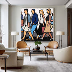 Modern City Commuters Pop Art Painting
