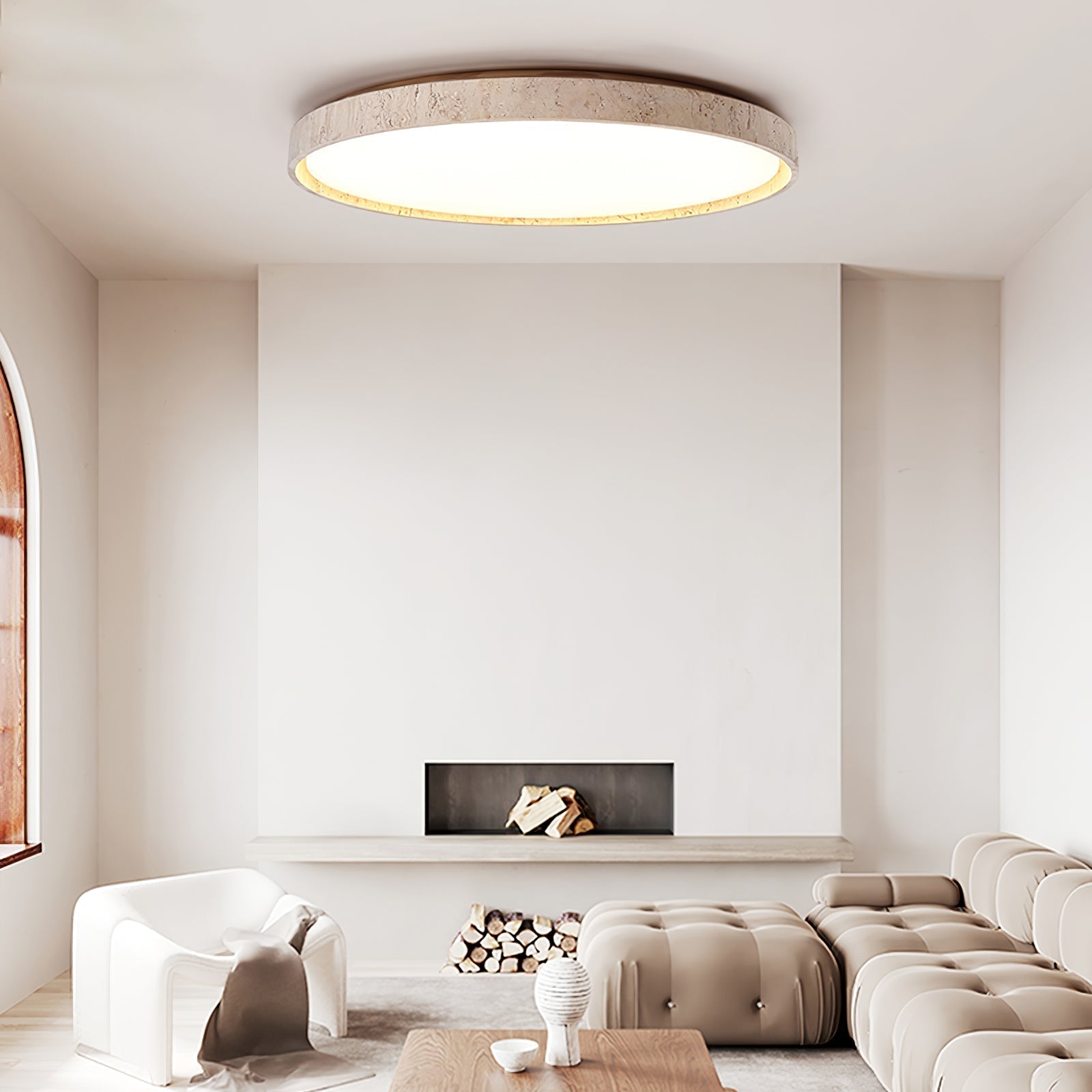 Kathy  Travertine Round Ceiling Light