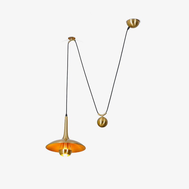 Pendant Lamp Adjustable Pulley Drop Chrome Finish Sleek Modern