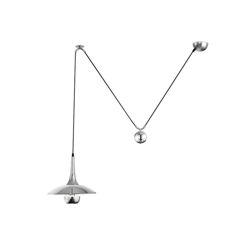 Pendant Lamp Adjustable Pulley Drop Chrome Finish Sleek Modern