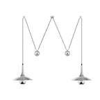 Pendant Lamp Adjustable Pulley Drop Chrome Finish Sleek Modern