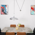 Pendant Lamp Adjustable Pulley Drop Chrome Finish Sleek Modern
