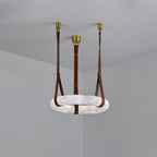 Étoile Pendant Light Alabaster Ring Leather Straps Scandinavian