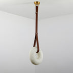 Étoile Pendant Light Alabaster Ring Leather Straps Scandinavian