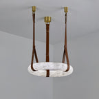 Étoile Pendant Light Alabaster Ring Leather Straps Scandinavian