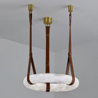 Étoile Pendant Light Alabaster Ring Leather Straps Scandinavian
