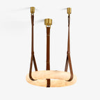 Étoile Pendant Light Chandelier Alabaster Ring Triple Leather
