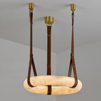 Étoile Pendant Light Alabaster Ring Leather Straps Scandinavian
