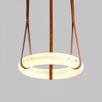 Étoile Pendant Light Alabaster Ring Leather Straps Scandinavian