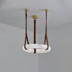 Étoile Pendant Light Alabaster Ring Leather Straps Scandinavian
