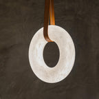 Étoile Pendant Light Chandelier Alabaster Ring Triple Leather