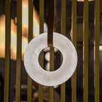Étoile Pendant Light Chandelier Alabaster Ring Triple Leather