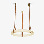 Étoile Pendant Light Chandelier Alabaster Ring Triple Leather