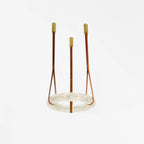 Étoile Pendant Light Chandelier Alabaster Ring Triple Leather