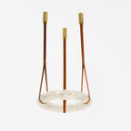 Étoile Pendant Light Chandelier Alabaster Ring Triple Leather