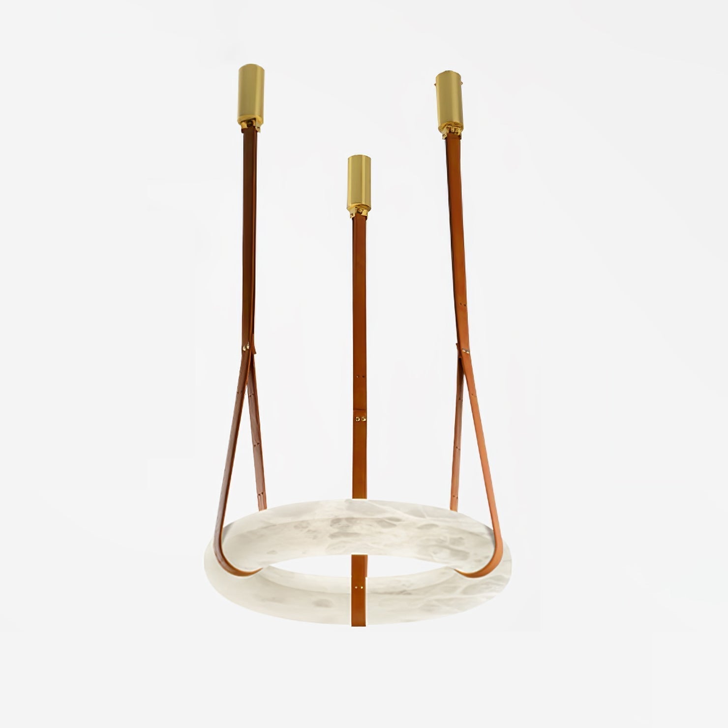 Étoile Pendant Light Chandelier Alabaster Ring Triple Leather