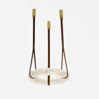 Étoile Pendant Light Chandelier Alabaster Ring Triple Leather
