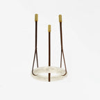 Étoile Pendant Light Chandelier Alabaster Ring Triple Leather