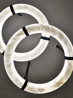 Étoile Pendant Light Alabaster Ring Leather Straps Scandinavian