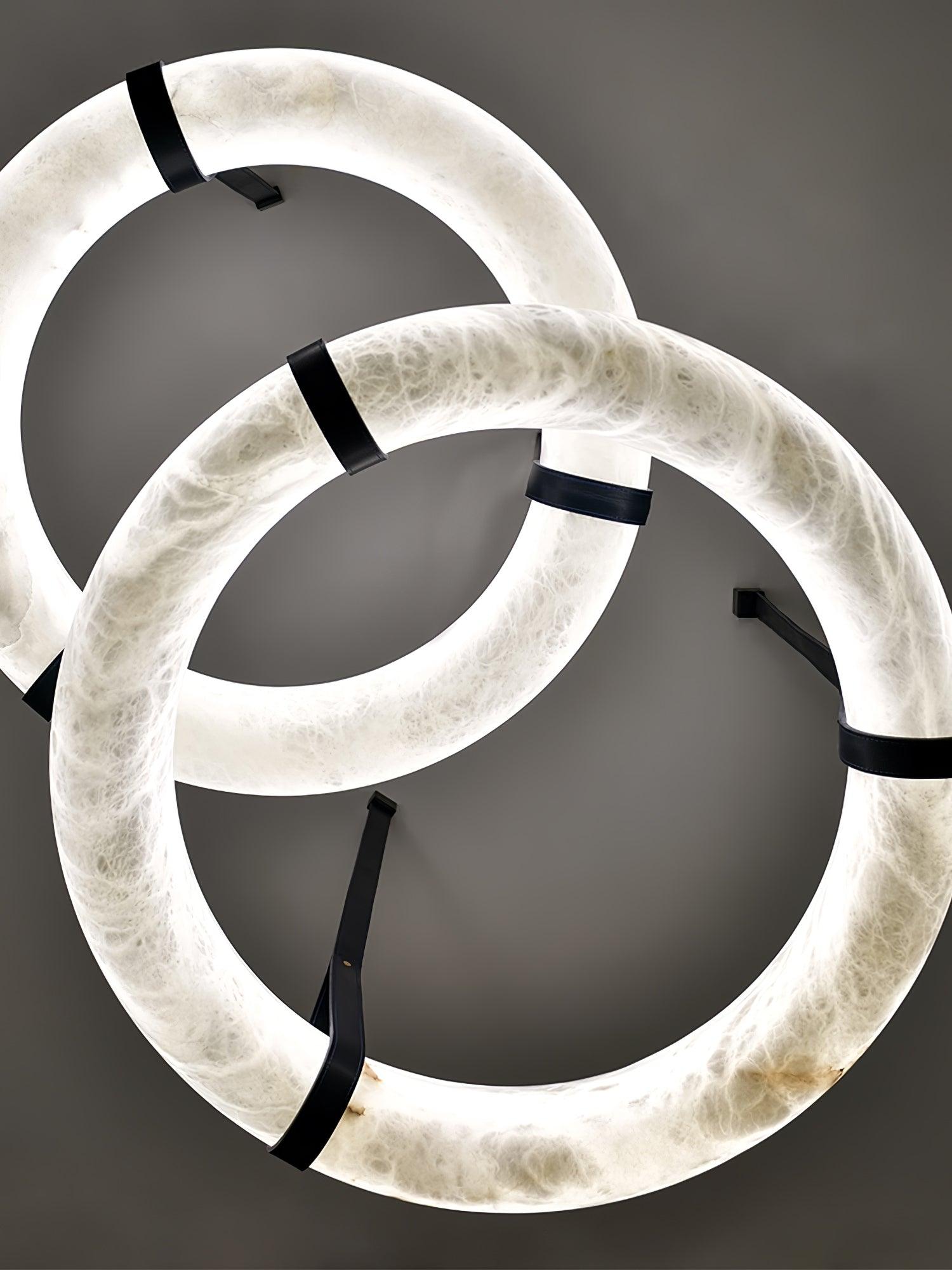 Étoile Pendant Light Alabaster Ring Leather Straps Scandinavian