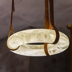 Étoile Pendant Light Alabaster Ring Leather Straps Scandinavian