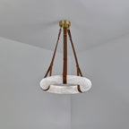 Étoile Pendant Light Alabaster Ring Leather Straps Scandinavian