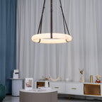 Étoile Pendant Light Alabaster Ring Leather Straps Scandinavian