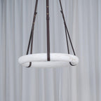 Étoile Pendant Light Alabaster Ring Leather Straps Scandinavian