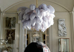 Lustra Chandelier Ostrich Feather Large Brass Stem