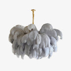 Lustra Chandelier Ostrich Feather Large Brass Stem