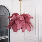 Lustra Chandelier Ostrich Feather Large Brass Stem