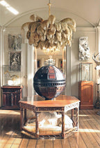 Lustra Chandelier Ostrich Feather Large Brass Stem