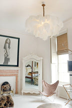Lustra Chandelier Ostrich Feather Large Brass Stem