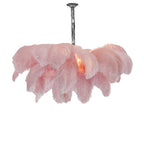 Lustra Chandelier Ostrich Feather Large Brass Stem
