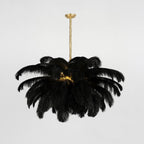 Lustra Chandelier Ostrich Feather Large Brass Stem