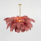 Lustra Chandelier Ostrich Feather Large Brass Stem