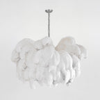 Lustra Chandelier Ostrich Feather Large Brass Stem