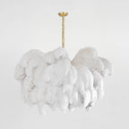 Lustra Chandelier Ostrich Feather Large Brass Stem