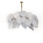 Lustra Chandelier Ostrich Feather Large Brass Stem