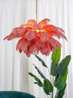 Lustra Chandelier Ostrich Feather Large Brass Stem